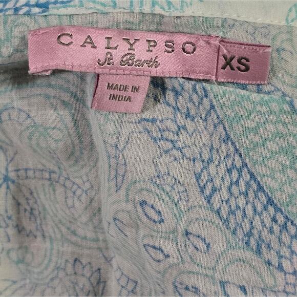 Calypso St. BARTh Aqua and Blue Paisley‎ Lightweight Coverup Tunic Size XS - Picture 5 of 6